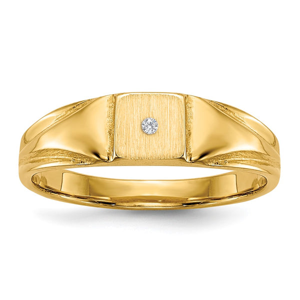 14k Child's VS Diamond Closed Back Signet Ring