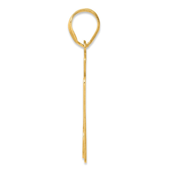 14k Brushed Border Script Number 27 Pendant