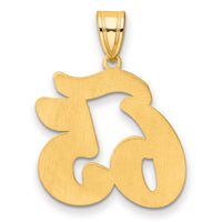 14k Brushed Border Script Number 65 Pendant