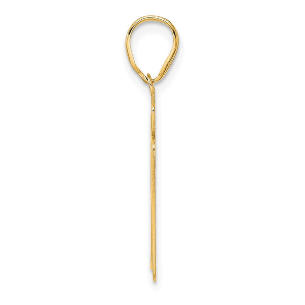 14k Brushed Border Script Number 97 Pendant