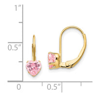 14k Madi K Pink CZ Heart Leverback Earrings
