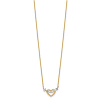 14k w/Rhodium Diamond-cut Heart & Arrow Necklace