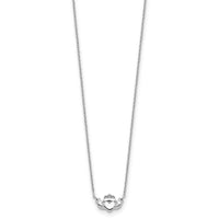 14k White Gold Polished Claddagh Necklace