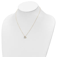 14K and White Rhodium Brushed and Polished Love Heart 17in Necklace