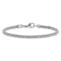 14k White Textured Twisted Fancy Bead 3mm Bracelet