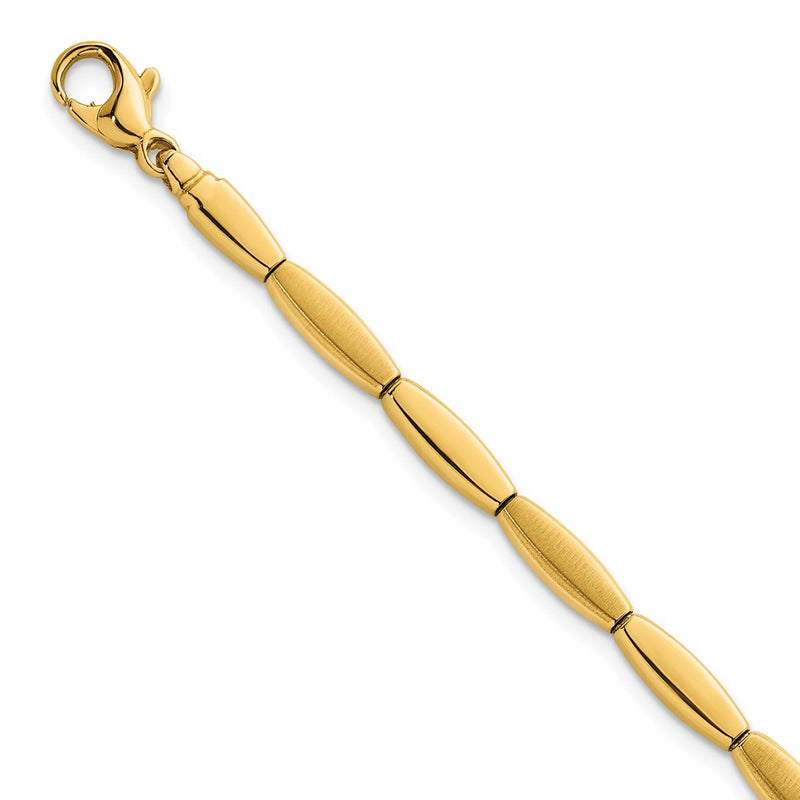 14k Brushed and Polished Fancy Bar Link 4mm Bracelet