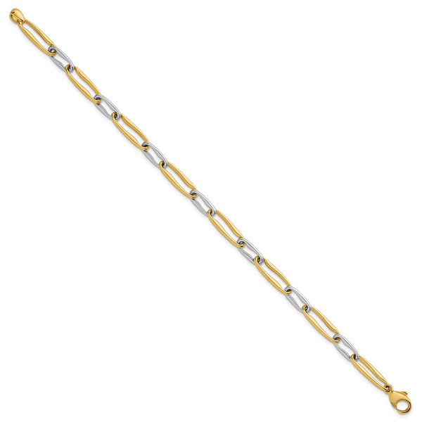 14k Two-tone Polished Link 5.75mm Bracelet