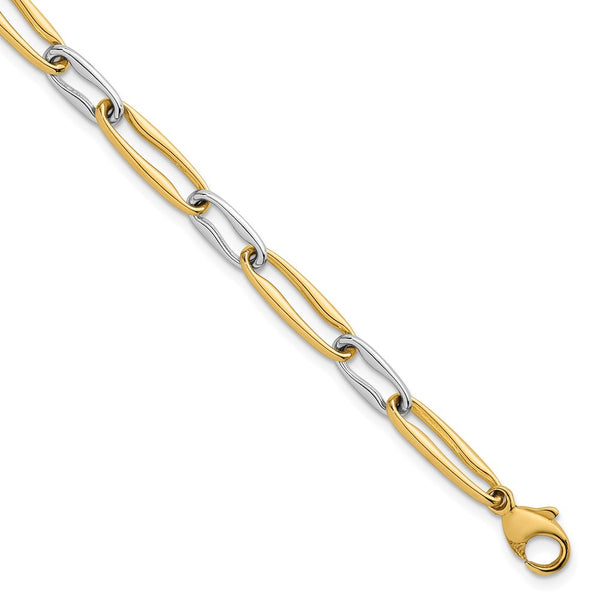 14k Two-tone Polished Link 5.75mm Bracelet