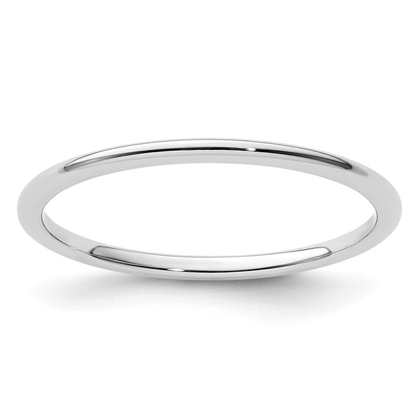 14K White Gold 1.2mm Half Round Stackable Band