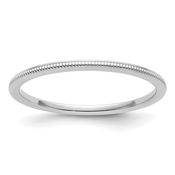 14K White Gold 1.2mm Milgrain Stackable Band