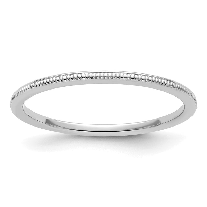 14K White Gold 1.2mm Milgrain Stackable Band