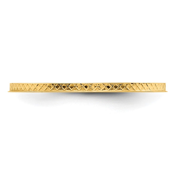 14K Gold 1.2mm Criss-Cross Pattern Stackable Band