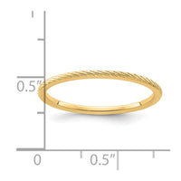 14K Gold 1.2mm Twisted Wire Pattern Stackable Band