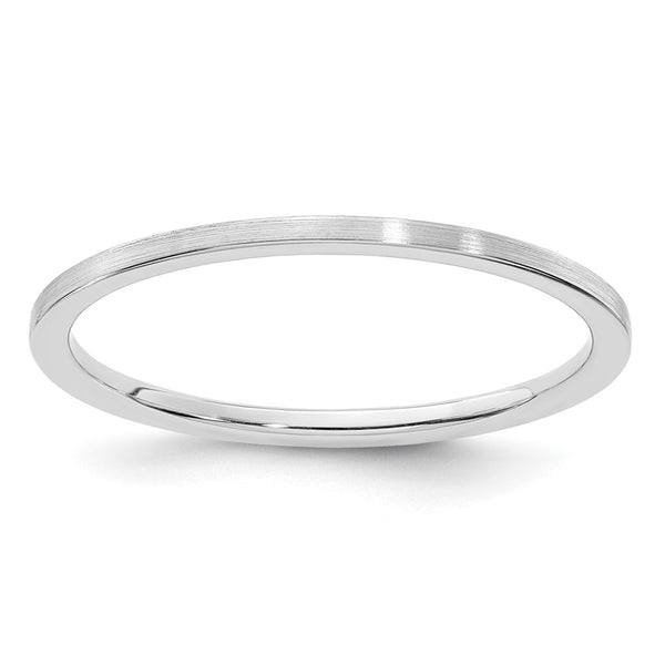 14K White Gold 1.2mm Flat Satin Stackable Band