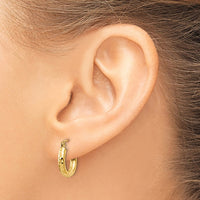 14k Diamond-cut 3mm Round Hoop Earrings