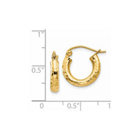 14k Diamond-cut 3mm Round Hoop Earrings