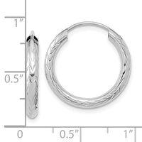 14k White Gold 3.00mm Polished & D/C Endless Hoop Earrings