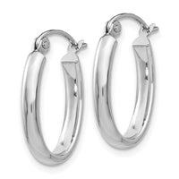 14k White Gold Polished 2.75mm Oval Tube Hoop Earrings