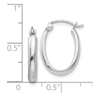 14k White Gold Polished 2.75mm Oval Tube Hoop Earrings
