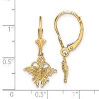 14K Butterfly Leverback Earrings