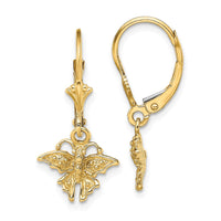 14K Butterfly Leverback Earrings