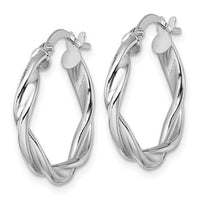 14k White Gold Polished Twist Hoop Earrings