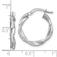 14k White Gold Polished Twist Hoop Earrings