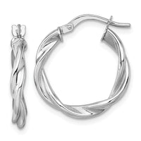 14k White Gold Polished Twist Hoop Earrings