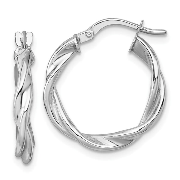 14k White Gold Polished Twist Hoop Earrings
