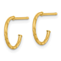 14k 1.2 x 12mm Diamond-cut Post Hoop Earrings