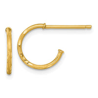 14k 1.2 x 12mm Diamond-cut Post Hoop Earrings