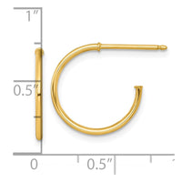 14k 1.2 x 16mm Polished Post Hoop Earrings