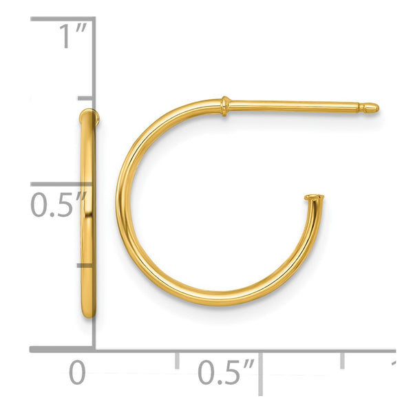 14k 1.2 x 16mm Polished Post Hoop Earrings