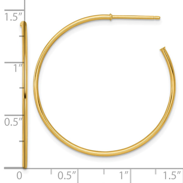 14k 1.2 x 35mm Polished Post Hoop Earrings