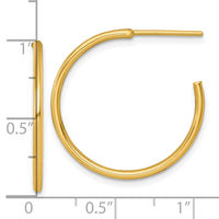 14k 1.5 x 25mm Polished Post Hoop Earrings