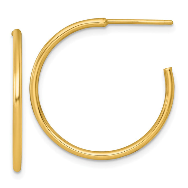 14k 1.5 x 25mm Polished Post Hoop Earrings