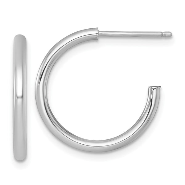14k White Gold 2.0 x 20mm Polished Post Hoop Earrings