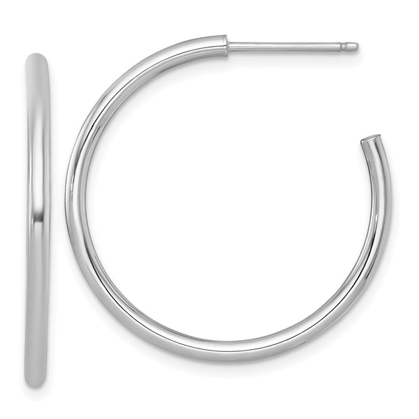 14k White Gold 2.0 x 30mm Polished Post Hoop Earrings