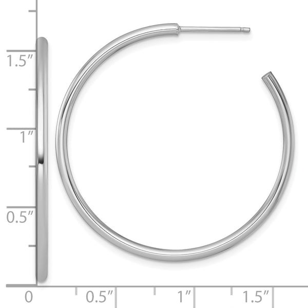 14k White Gold 2.0 x 40mm Polished Post Hoop Earrings