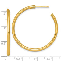 14k 2.5 x 40mm Polished Post Hoop Earrings