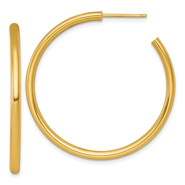 14k 2.5 x 40mm Polished Post Hoop Earrings