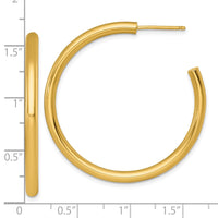 14k 3.0 x 40mm Polished Post Hoop Earrings