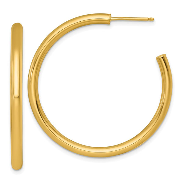 14k 3.0 x 40mm Polished Post Hoop Earrings