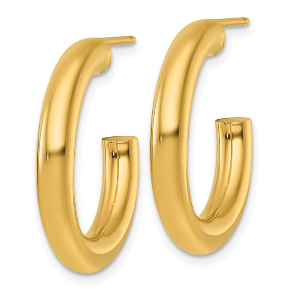 14K 4.0 x 25mm Polished Post Hoop Earrings