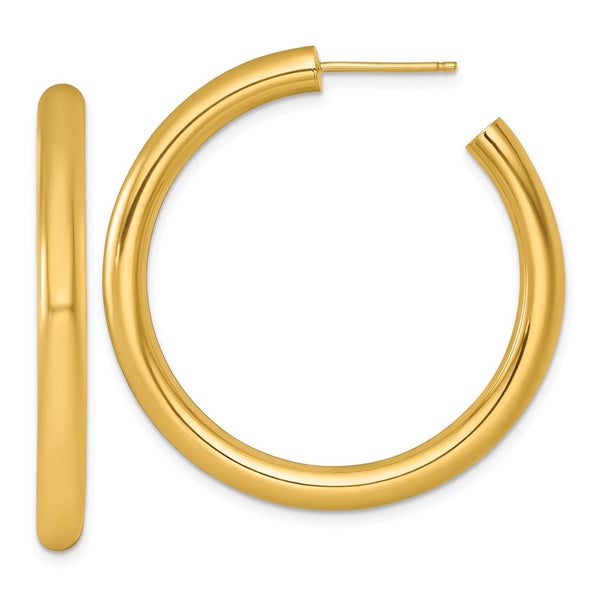 14k 4.0 x 40mm Polished Post Hoop Earrings