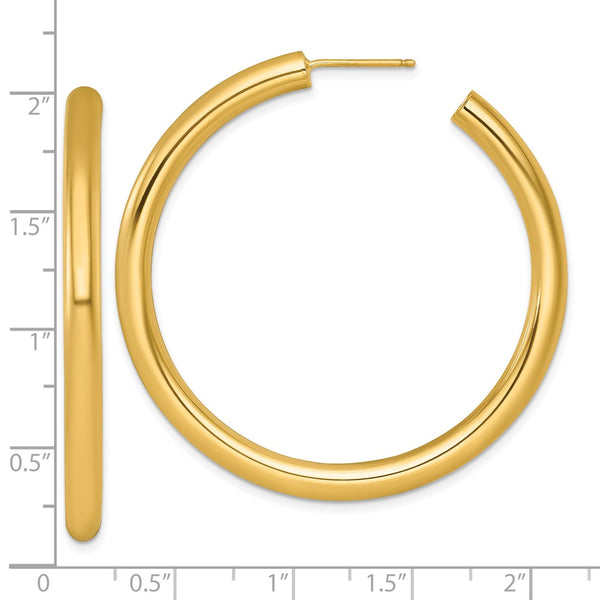 14k 4.0 x 50mm Polished Post Hoop Earrings