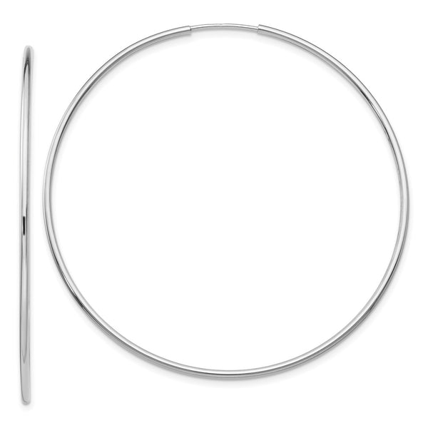 14k White Gold 1.20mm Polished Endless Tube Hoop Earrings