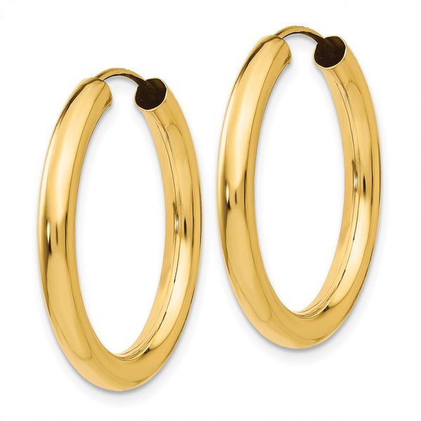 14k 3.00mm Polished Endless Tube Hoop Earrings