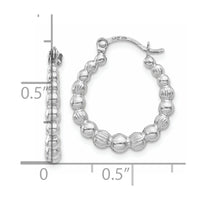 14K White Gold Beaded Hoop Earrings