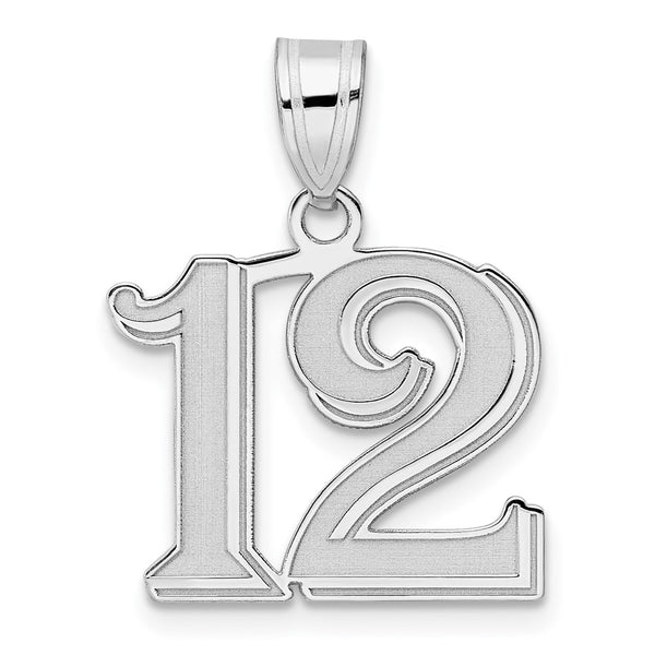 14kw Polished Etched Number 12 Pendant